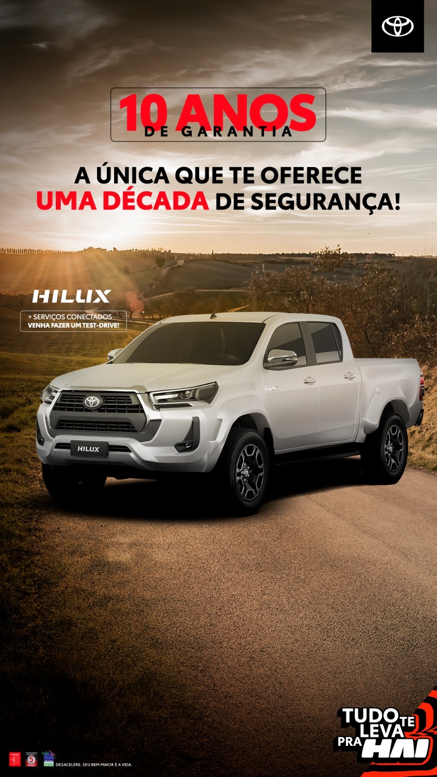 Toyota Hilux SRX AT Cabine Dupla com 10 anos de garantia, picape robusta e de alta performance, ideal para trabalho e aventuras. Com 4x4, design imbatível e confiabilidade, a Hilux é líder no segmento de picapes e oferece a melhor segurança e durabilidade